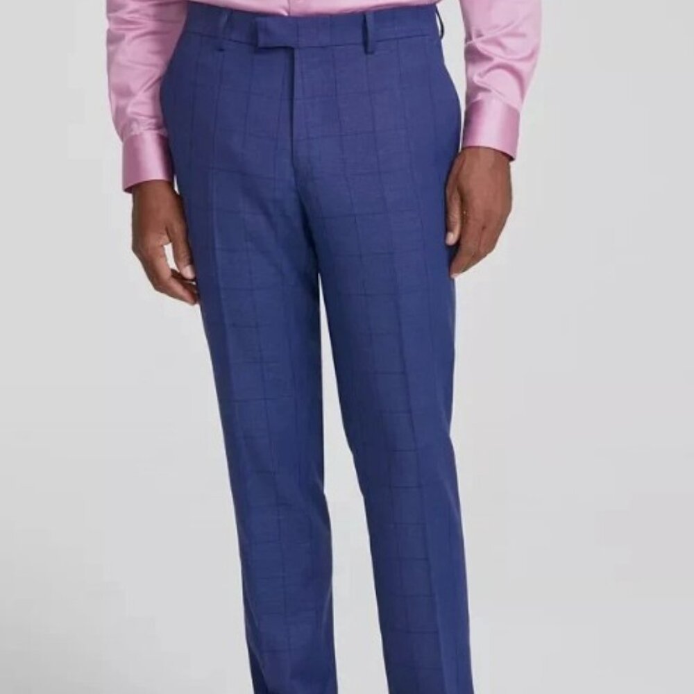 New! Nick Graham Men's Navy Window Bowrey Slim Fit Dress Pants